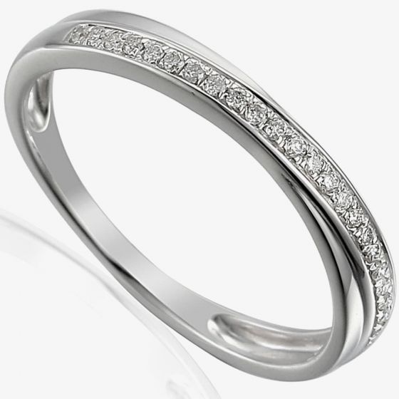 9ct White Gold Pavé-set Diamond Crossover Half Eternity Ring E46803/10-9W