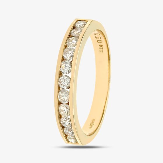 9ct Yellow Gold 0.50ct Diamond Channel Set Half Eternity Ring PR03633Y
