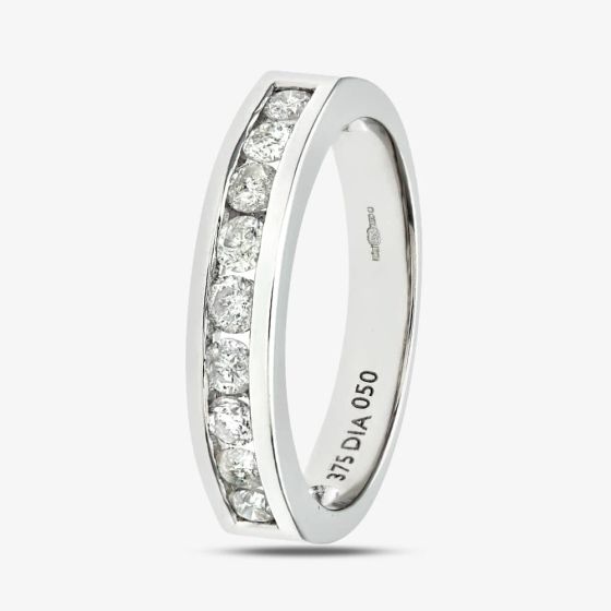 9ct White Gold 0.50ct Diamond Channel Set Half Eternity Ring PR03701W