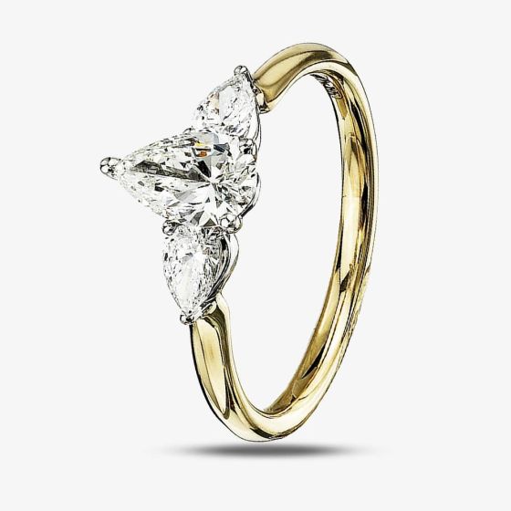 18ct Yellow Gold 0.65ct Pear Cut Diamond Three Stone Ring 31158YW/65-18