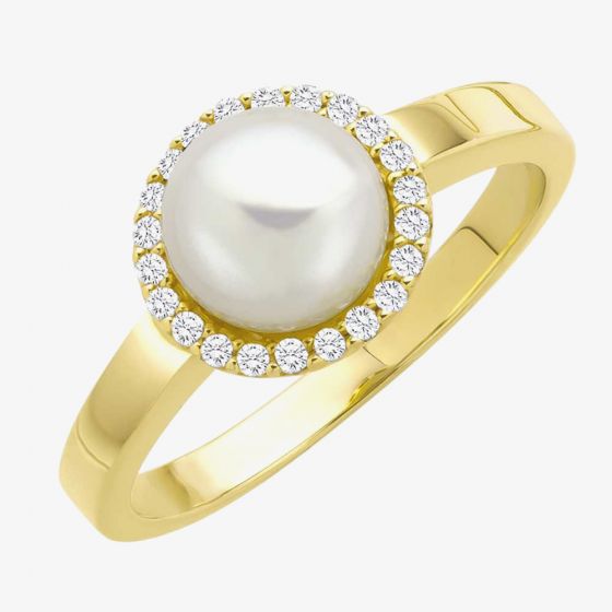 9ct Pearl and Diamond Halo Ring R900081