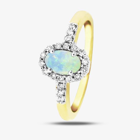 9ct Opal and Diamond Cluster Ring DOR341