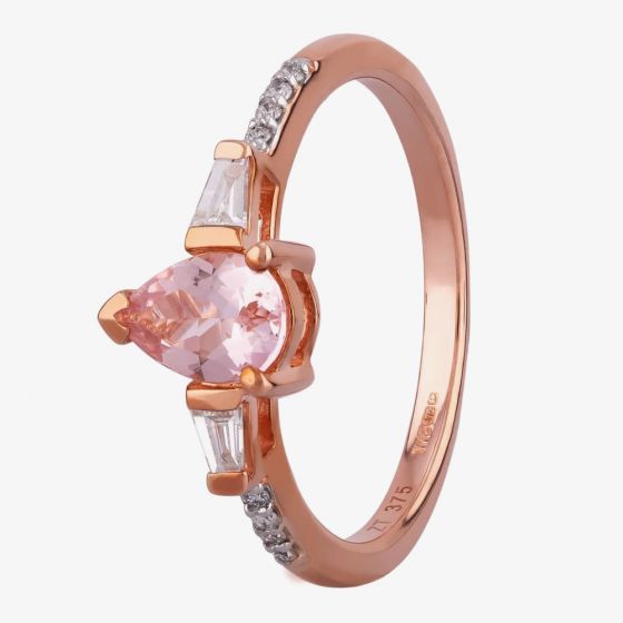 9ct Rose Gold Pear-cut Morganite and Diamond Ring OJS0011R-MO
