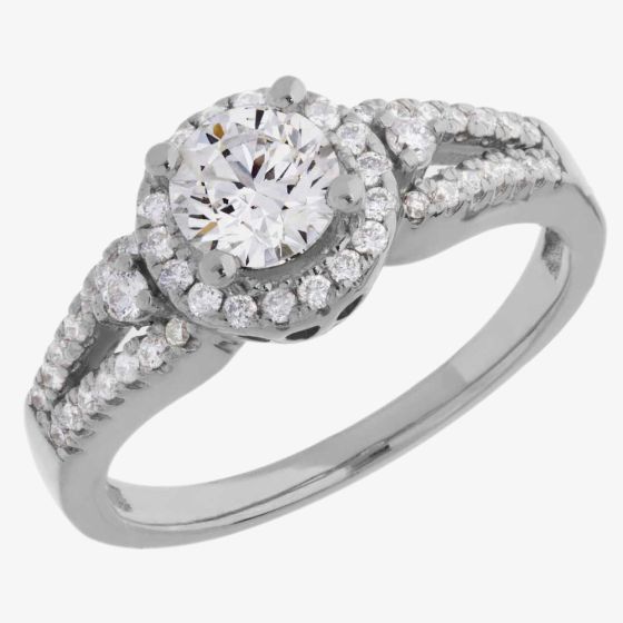 Arctic Circle Diamonds 18ct White Gold 1.01ct Round Brilliant Diamond Cluster Ring UKR11008/100
