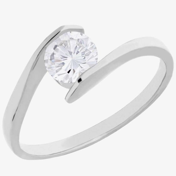 Arctic Circle Diamonds 18ct White Gold 0.70ct Tension Set Solitaire Twist Ring UKR10999/70