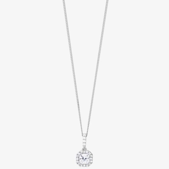 Arctic Circle Diamonds 18ct White Gold 0.52ct Radiant Cut Diamond Cluster Pendant UKP3217