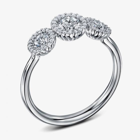 Geoghegan Cannele Trois Platinum & 0.87ct Diamond Three Halo Cluster Ring CAN104/P