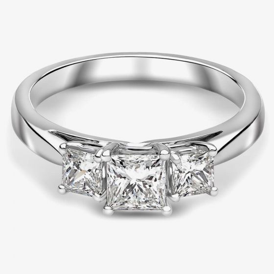 Platinum Princess Cut Diamond Trilogy Ring 16D5K-P002