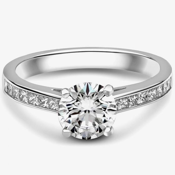 Platinum 0.73ct Brilliant Cut Diamond Shoulder Set Solitaire Ring 01A3H-P