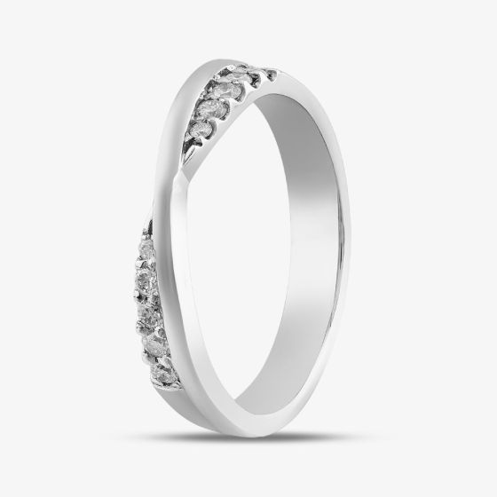 Platinum 0.10ct Brilliant Cut Diamond Crossover Ring 10311/PL/DQ10