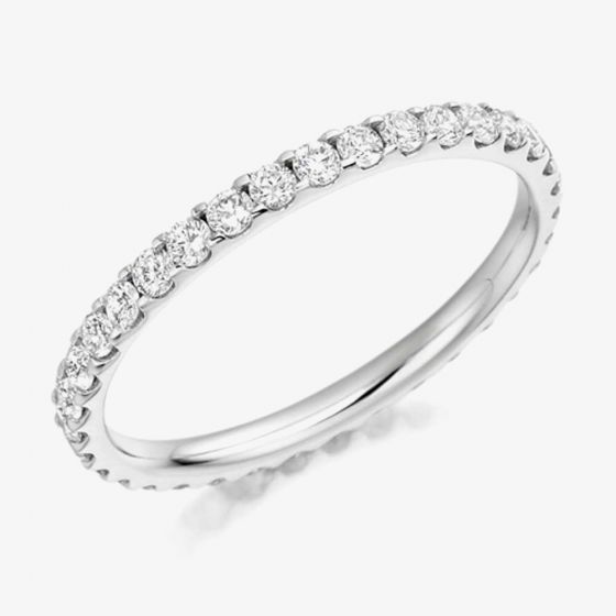 Platinum 0.75ct Claw Set Round Brilliant Full Eternity Ring FET1022 PLAT