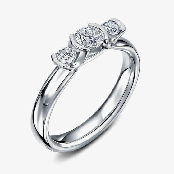 Geoghegan Triumph Platinum & Diamond 0.53Ct Rubover Trilogy Ring TRI20/P