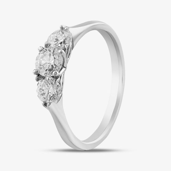 Platinum 0.75ct Brilliant Cut Diamond Three Stone Ring 10527/PL/DQD75