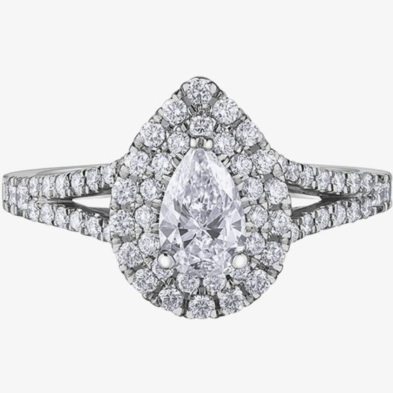 Platinum 1.10ct Pear Diamond Cluster Ring 31068WG/105-18