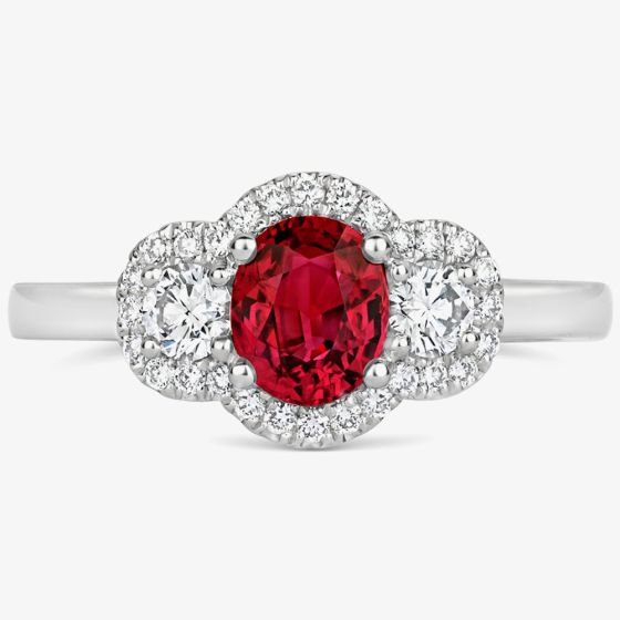 Tivon Platinum Ruby & Diamond Triple Cluster Ring RWP-1674-RB M 1/2
