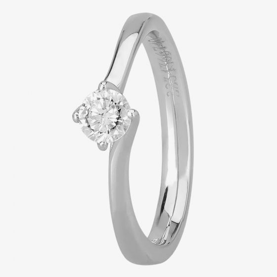 Signature Collection Platinum Four Claw Diamond Twist Solitaire Ring RI-137(.30CT PLUS)
