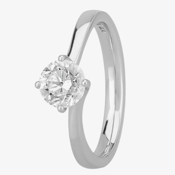 Signature Collection Platinum Certificated Four Claw 1.00ct Diamond Twist Solitaire Ring RI-137(1.00CT PLUS)