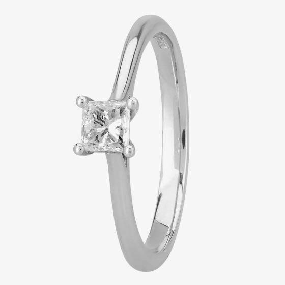 Signature Collection Platinum GIA Certificated Princess-cut Four Claw Diamond Solitaire Ring RI-2022(0.33CT PLUS)