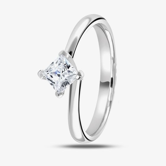 Platinum 0.50ct Princess-Cut Diamond Solitaire Ring (P) R1-140(4.5)