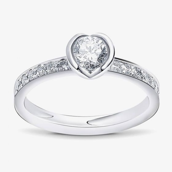 Geoghegan Fission Platinum & Diamond Rubover Solitaire with Diamond Shoulders Ring  FIH1/P