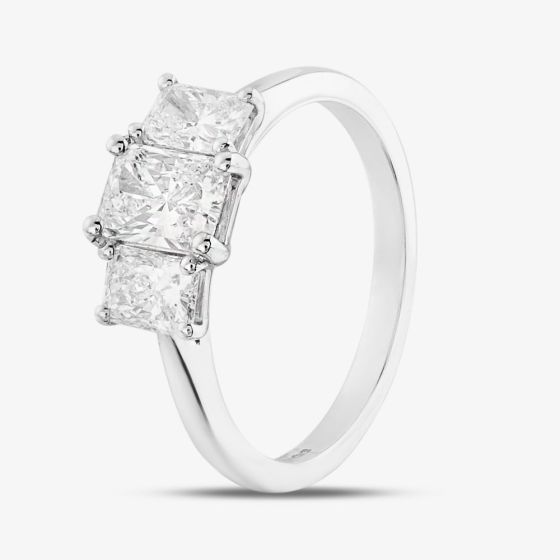 Platinum 1.47ct Radiant Cut Diamond Three Stone Ring RN5874 PLT
