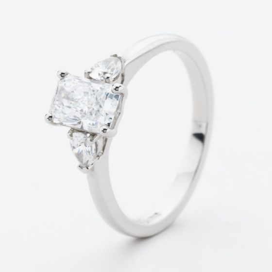 Platinum Certified 0.96ct Multi Cut Diamond Three Stone Ring RN11731