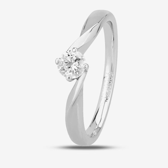 1888 Collection Platinum 0.25ct Brilliand Cut Diamond Twist Solitaire Ring RI-1027(.25CT PLUS)