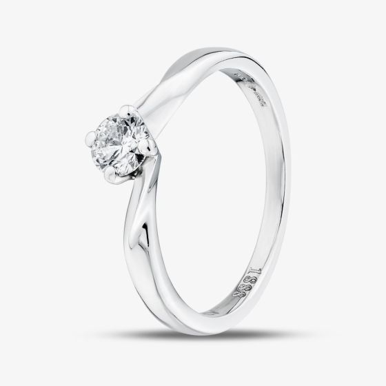 1888 Collection Platinum Certificated 0.33ct Round Cut Diamond Twist Solitaire Ring RI-1027(.33CT PLUS)