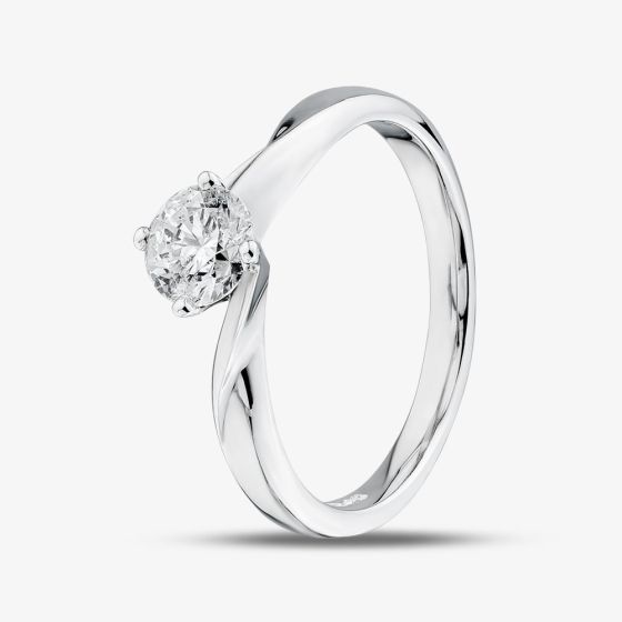 1888 Collection Platinum Certificated 0.60ct Round Cut Diamond Twist Solitaire Ring RI-1027(.60CT PLUS)