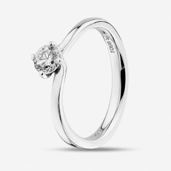 1888 Collection Platinum 0.50ct Certificated Round Cut Diamond Twist Solitaire Ring RI-137(.50CT PLUS)