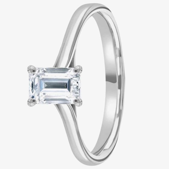1888 Collection Platinum 0.50ct Certificated Emerald Cut Diamond Solitaire Ring RI-149(6X4)