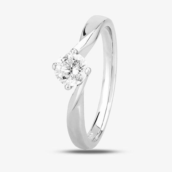 1888 Collection Platinum Brilliant Cut 0.50ct Diamond Solitaire Twist Ring RI-1027