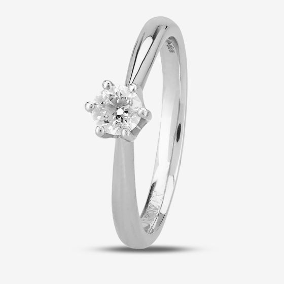 1888 Collection Platinum Brilliant Cut 0.33ct Diamond Six Claw Solitaire Ring RI-1176