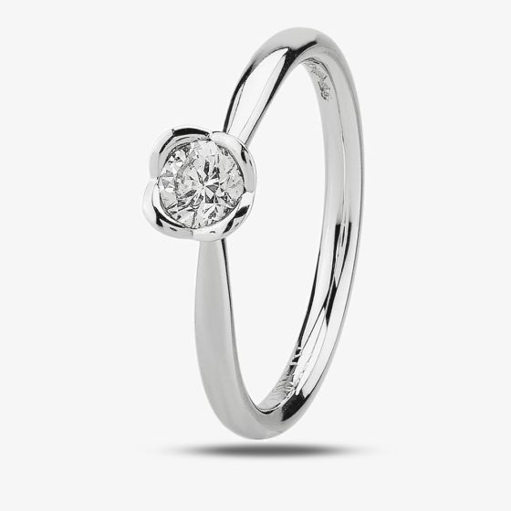 Platinum Flower Mount Solitaire Diamond Ring RI-1202 (.33CT PLUS)