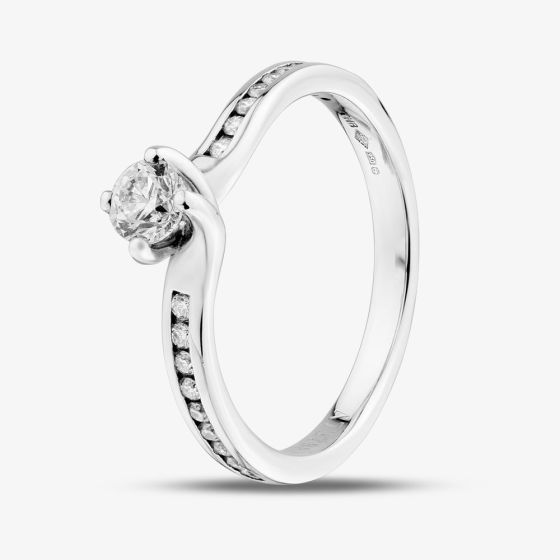 1888 Collection Platinum Certificated 0.25ct Diamond Shoulder Set Twist Ring RI-1191(.25CT PLUS)
