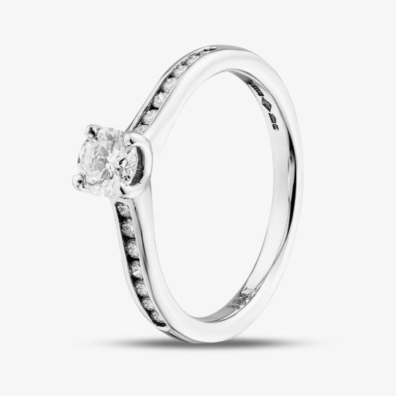 1888 Collection Platinum 0.50ct Certificated 0.50ct Round Cut Diamond Shoulder Set Solitaire Ring RI-138(.50CT PLUS)