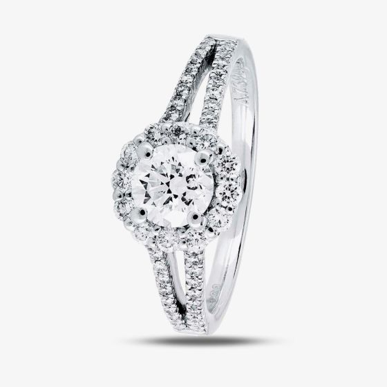 1888 Collection Platinum 1.20ct Certificated Brilliant Cut Diamond Split Shoulders Cluster Ring DSC64(5.5)0.70CT PLUS