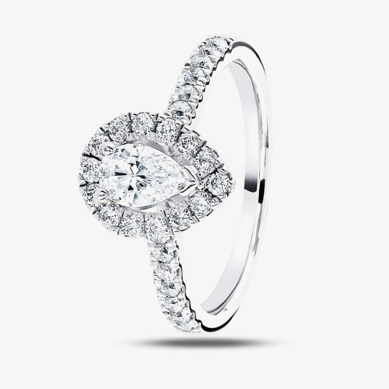 1888 Collection Platinum 1.20ct Certificated Pear Cut Diamond Shoulder Set Halo Ring RC2031(7X5)