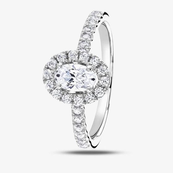 1888 Collection Platinum Oval Cut 0.50ct Diamond Halo Cluster Ring RC2028