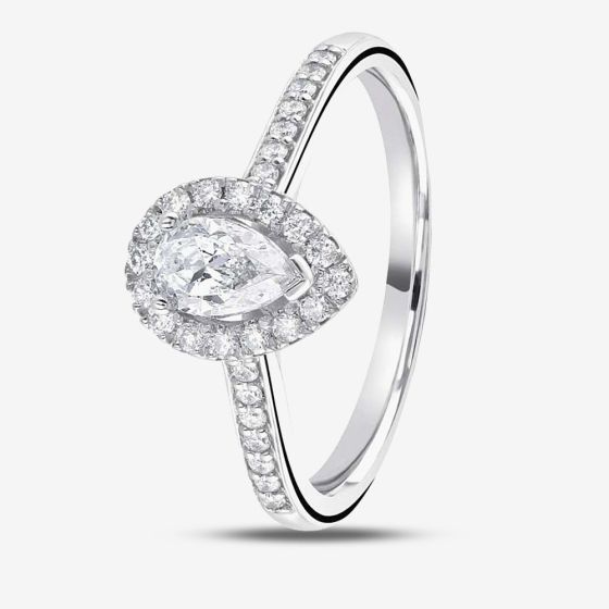 1888 Collection Platinum Pear Cut 0.38ct Diamond Halo Cluster Ring RC2020B