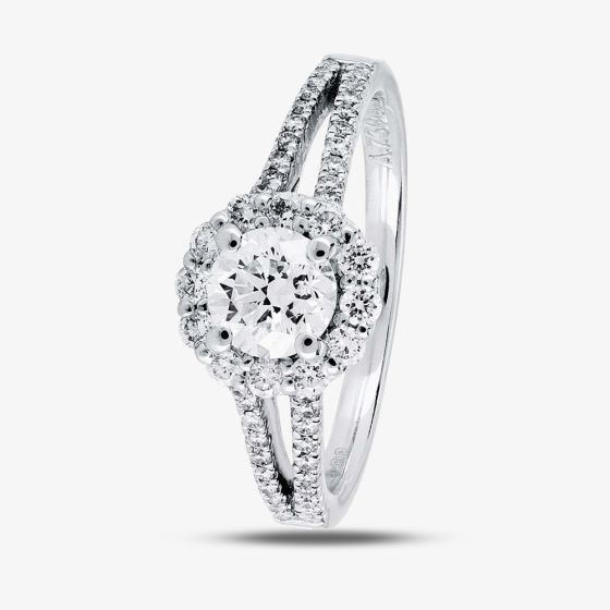 1888 Collection Platinum Brilliant Cut 1.20ct Diamond Split-Shoulders Cluster Ring DSC64