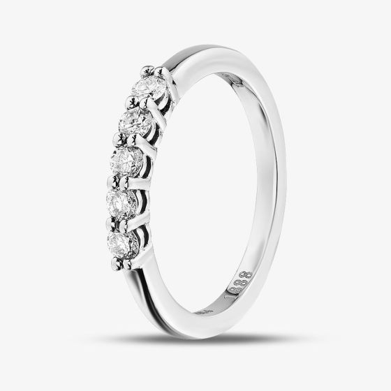 1888 Collection Platinum 0.33ct Certificated Round Brilliant Cut Five Stone Ring HET1001(.30CT PLUS)