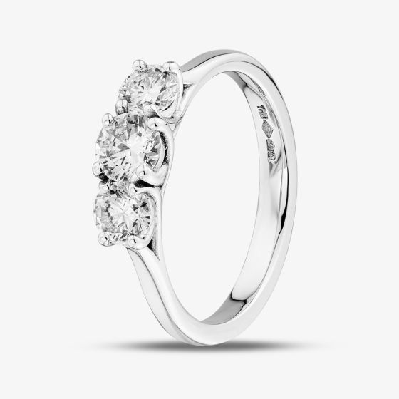 1888 Collection Platinum Certificated 1.00ct Round Cut Diamond Three Stone Ring R3-145(1.00CT PLUS)
