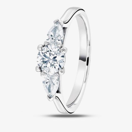 1888 Collection Platinum 0.60ct Certificated Round Cut Diamond Three Stone Ring R3-2033(5X3)(.60CT PLUS)