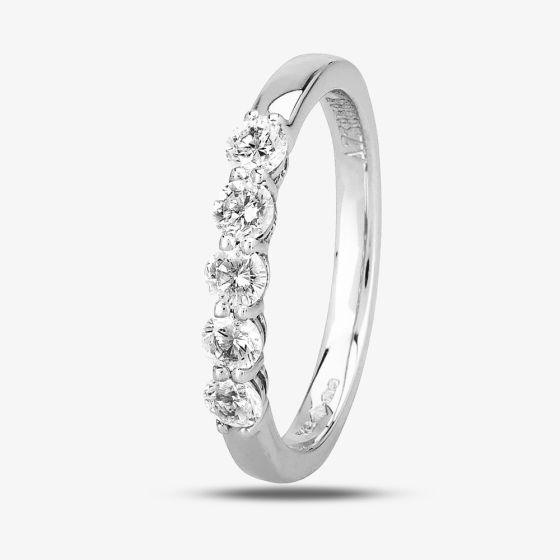 1888 Collection Platinum Brilliant Cut 0.50ct Five Stone Diamond Ring HET1001