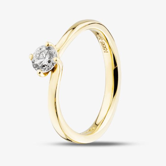 1888 Collection 18ct Yellow Gold Certificated 0.40ct Round Cut Diamond Twist Ring RI-137(.40CT PLUS)