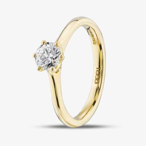 1888 Collection 18ct Yellow Gold Certificated 0.50ct Round Cut Diamond Solitaire Ring RI-144(.50CT PLUS)