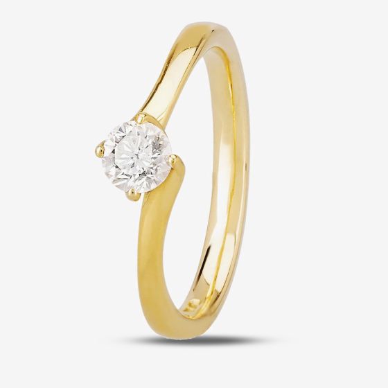 1888 Collection 18ct Yellow Gold Brilliant Cut 0.25ct Diamond Twisted Solitaire Ring RI-137