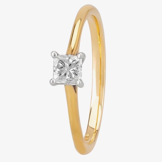 1888 Collection 18ct Gold 0.33ct Princess-Cut Diamond Classic Solitaire Ring RI-2022(.33CT PLUS)