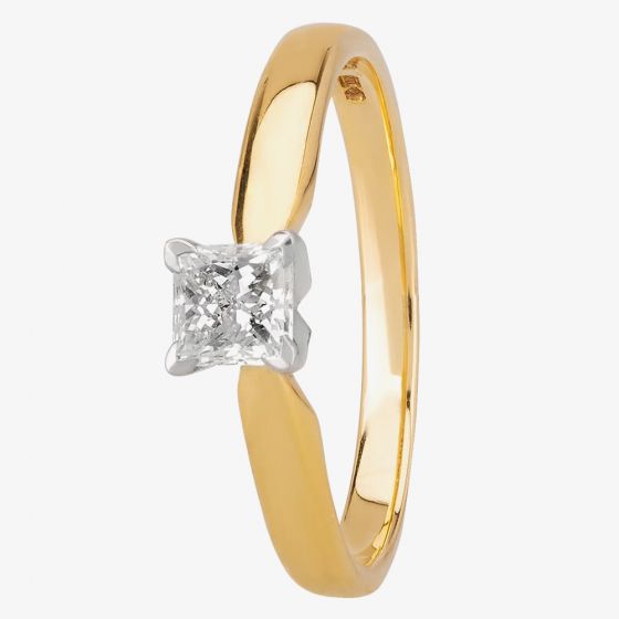1888 Collection 18ct Gold Princess-Cut 0.40ct Diamond V-Shaped Ring M94-B3(.40CT PLUS)